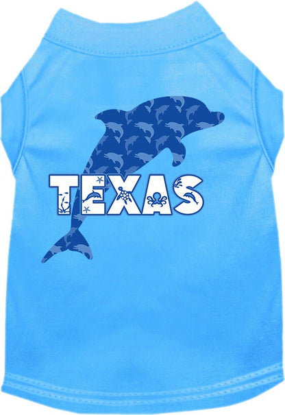 Camiseta serigrafiada para perros y gatos, para mascotas pequeñas y medianas (tallas XS a XL), "Texas Blue Dolphins"