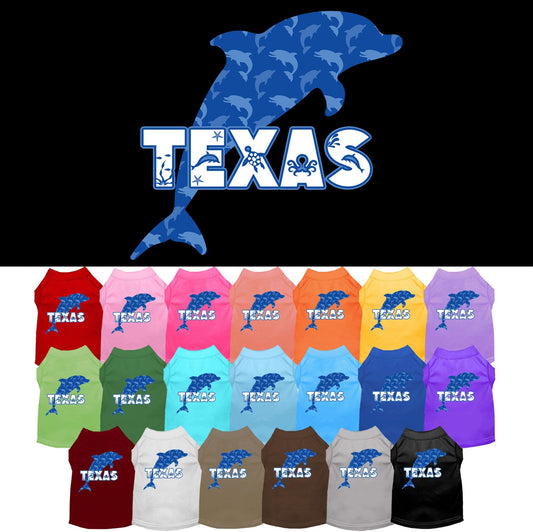 Camiseta serigrafiada para perros y gatos, para mascotas pequeñas y medianas (tallas XS a XL), "Texas Blue Dolphins"