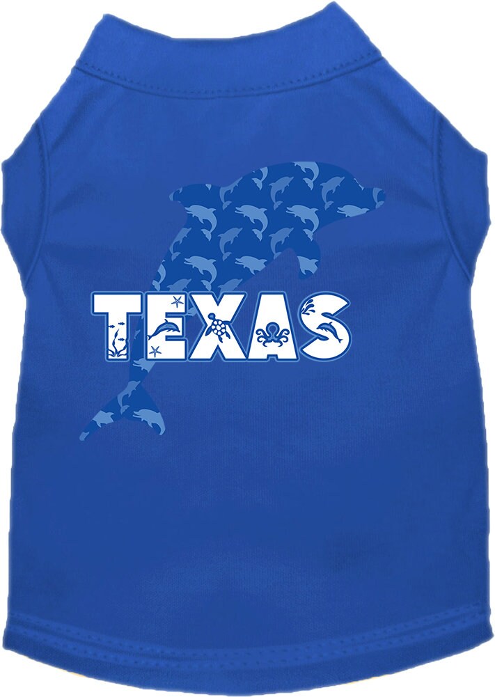 Pet Dog & Cat Screen Printed Shirt for Medium to Large Pets (Sizes 2XL-6XL), "Texas Blue Dolphins"