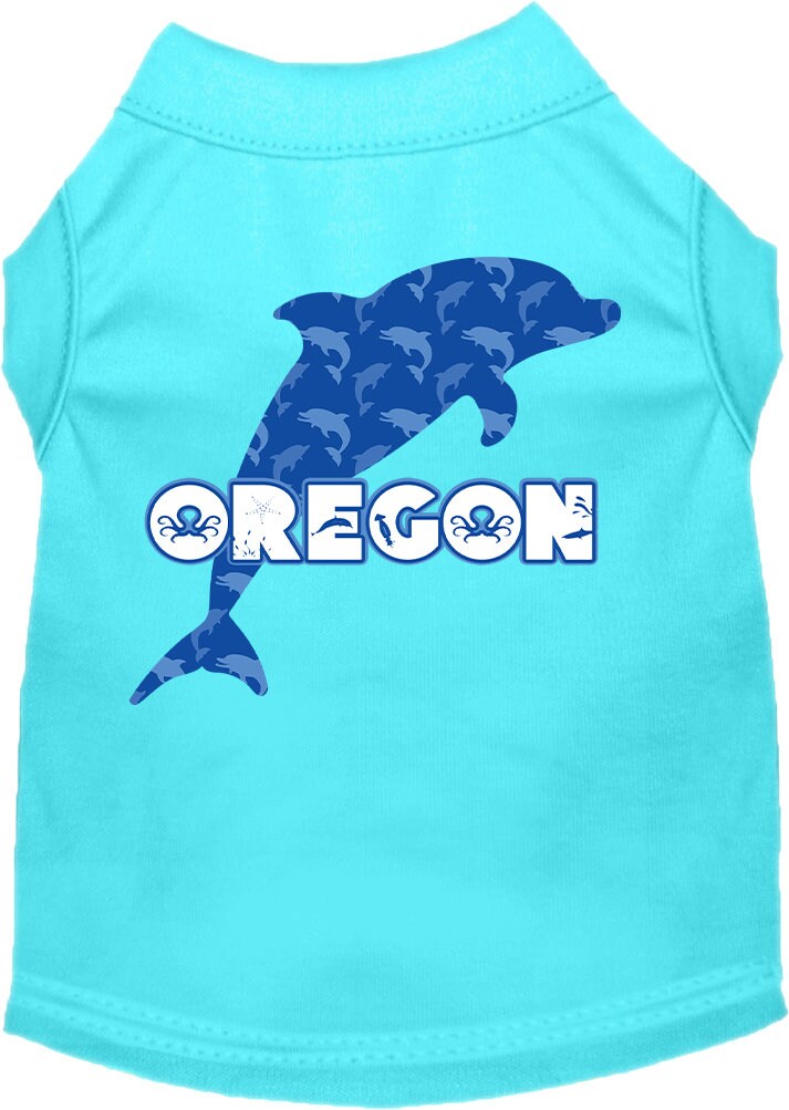 Camiseta serigrafiada para perros y gatos, para mascotas pequeñas y medianas (tallas XS a XL), "Oregon Blue Dolphins"