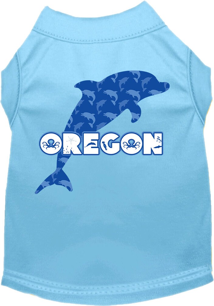 Camiseta serigrafiada para perros y gatos, para mascotas pequeñas y medianas (tallas XS a XL), "Oregon Blue Dolphins"