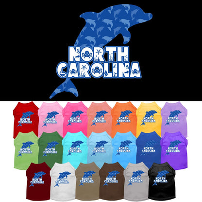 Pet Dog & Cat Screen Printed Shirt for Medium to Large Pets (Sizes 2XL-6XL), "North Carolina Blue Dolphins"