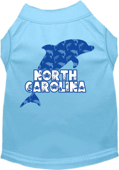 Camiseta serigrafiada para perros y gatos, para mascotas pequeñas y medianas (tallas XS a XL), "North Carolina Blue Dolphins"