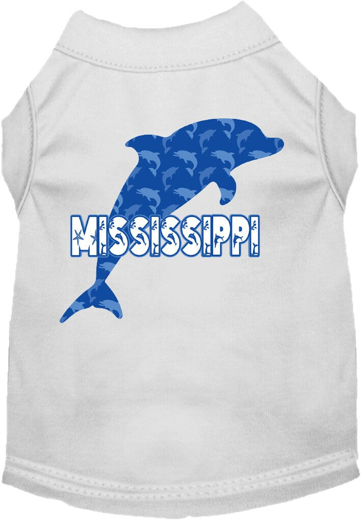 Camiseta serigrafiada para perros y gatos, para mascotas pequeñas y medianas (tallas XS a XL), "Mississippi Blue Dolphins"