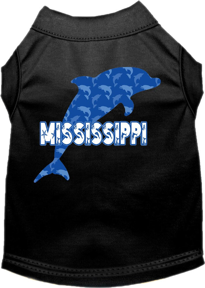 Camiseta serigrafiada para perros y gatos, para mascotas pequeñas y medianas (tallas XS a XL), "Mississippi Blue Dolphins"