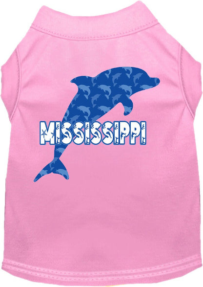 Camiseta serigrafiada para perros y gatos, para mascotas pequeñas y medianas (tallas XS a XL), "Mississippi Blue Dolphins"