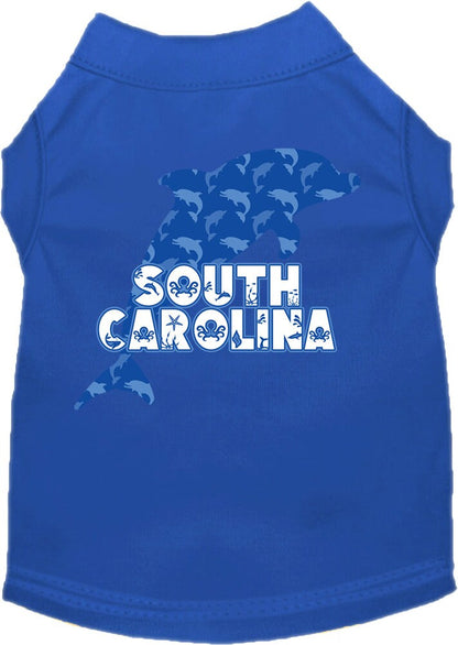 Camiseta serigrafiada para perros y gatos, para mascotas pequeñas y medianas (tallas XS a XL), "South Carolina Blue Dolphins"