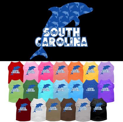 Camiseta serigrafiada para perros y gatos, para mascotas pequeñas y medianas (tallas XS a XL), "South Carolina Blue Dolphins"