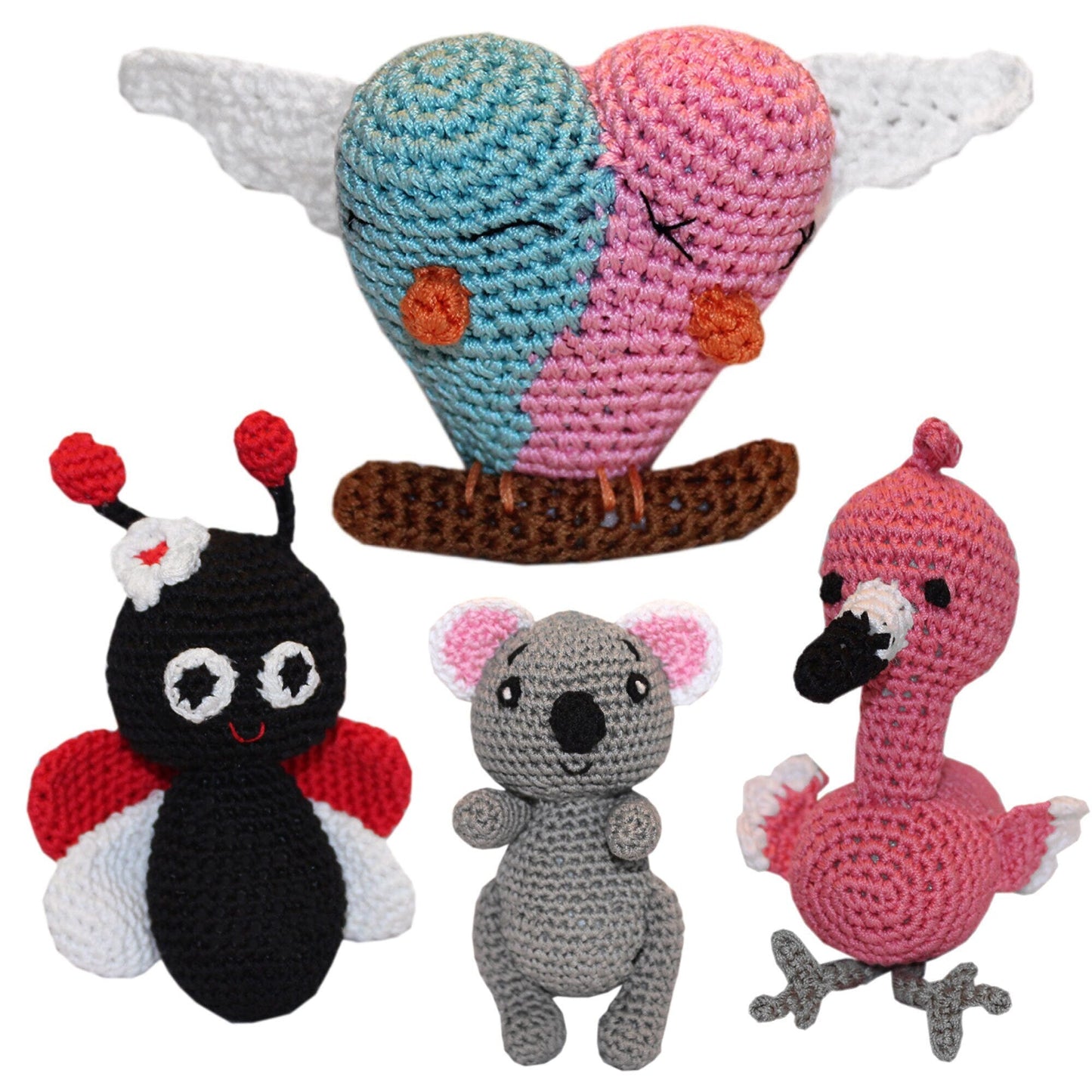 Juguetes para mascotas y perros de algodón orgánico Knit Knacks, "Grupo de amigos de San Valentín" (¡Elige entre 4 opciones diferentes!)