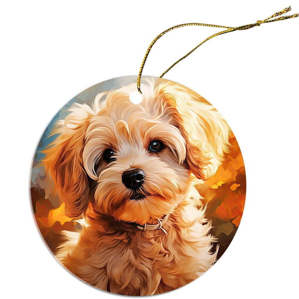 Dog Breed Specific Round Christmas Ornament, "Maltipoo"