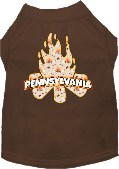 Camiseta serigrafiada para perros y gatos, para mascotas pequeñas y medianas (tallas XS a XL), "Pennsylvania Around The Campfire"