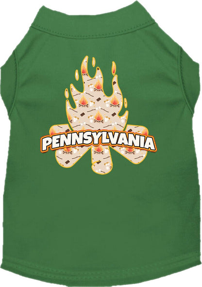 Camiseta serigrafiada para perros y gatos, para mascotas pequeñas y medianas (tallas XS a XL), "Pennsylvania Around The Campfire"