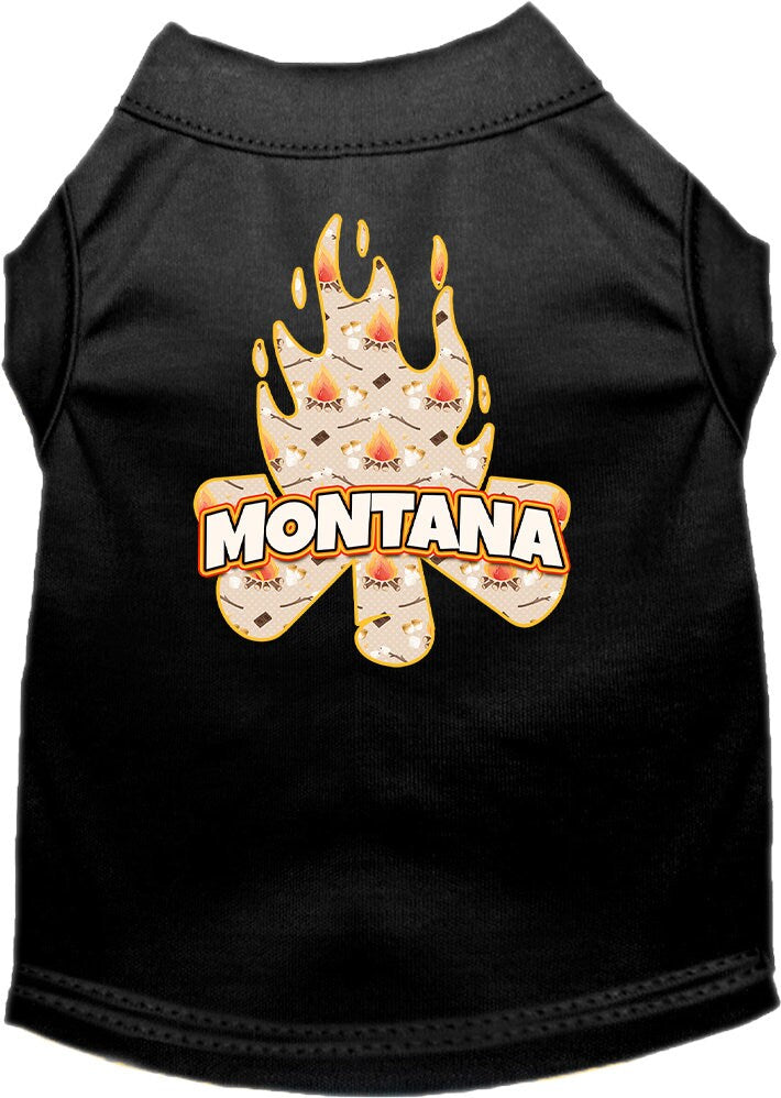 Camiseta serigrafiada para perros y gatos, para mascotas pequeñas y medianas (tallas XS a XL), "Montana Around The Campfire"