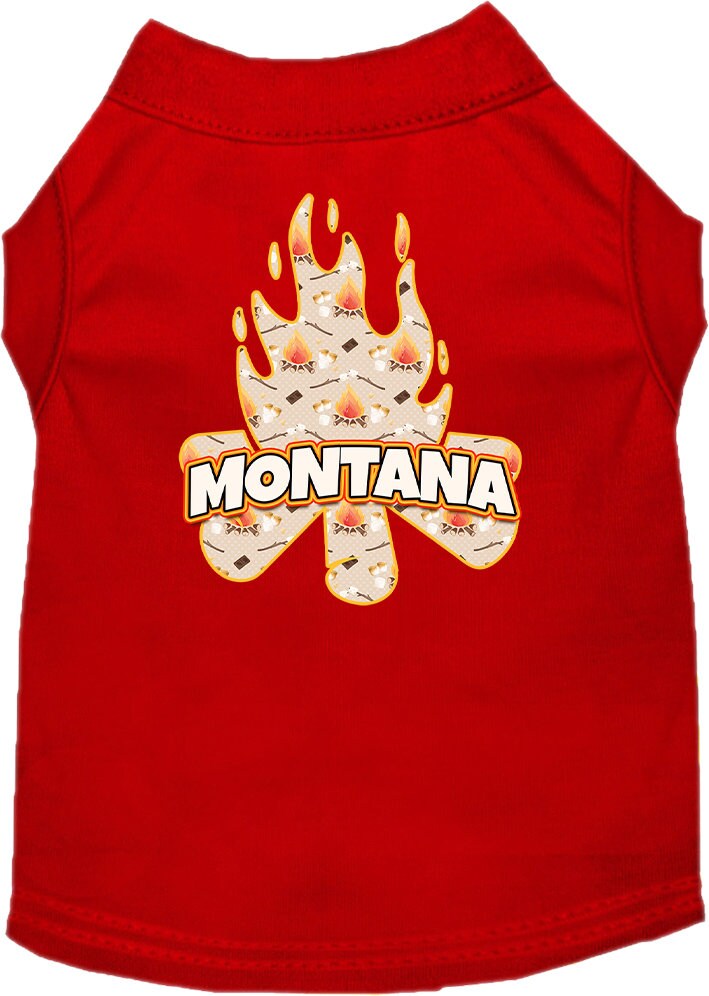 Camiseta serigrafiada para perros y gatos, para mascotas pequeñas y medianas (tallas XS a XL), "Montana Around The Campfire"