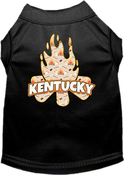 Camiseta serigrafiada para perros y gatos, para mascotas pequeñas y medianas (tallas XS a XL), "Kentucky Around The Campfire"