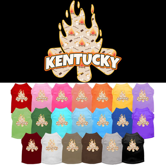 Camiseta serigrafiada para perros y gatos, para mascotas pequeñas y medianas (tallas XS a XL), "Kentucky Around The Campfire"