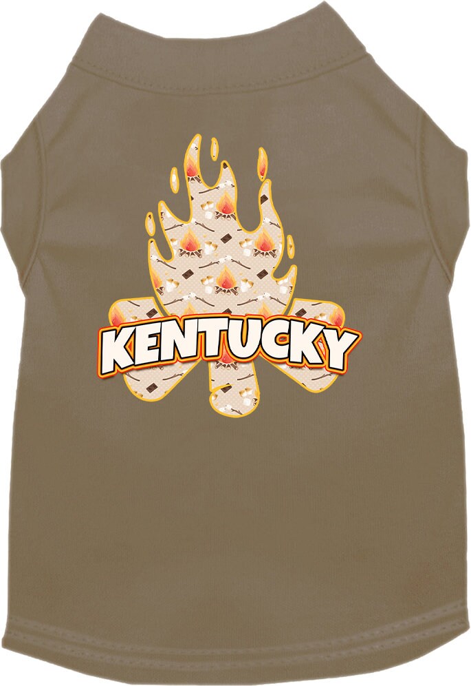 Camiseta serigrafiada para perros y gatos, para mascotas pequeñas y medianas (tallas XS a XL), "Kentucky Around The Campfire"