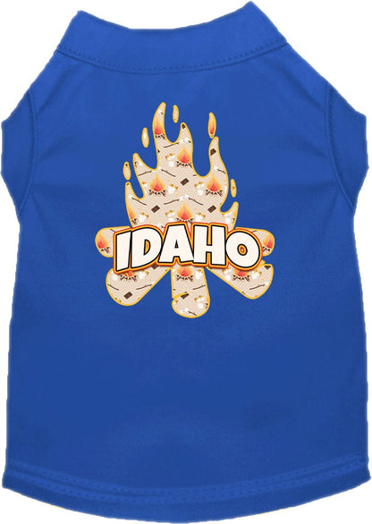 Camiseta serigrafiada para perros y gatos, para mascotas pequeñas y medianas (tallas XS a XL), "Idaho Around The Campfire"