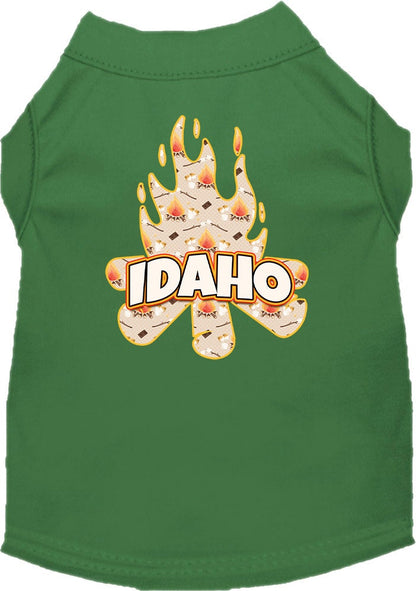 Camiseta serigrafiada para perros y gatos, para mascotas pequeñas y medianas (tallas XS a XL), "Idaho Around The Campfire"