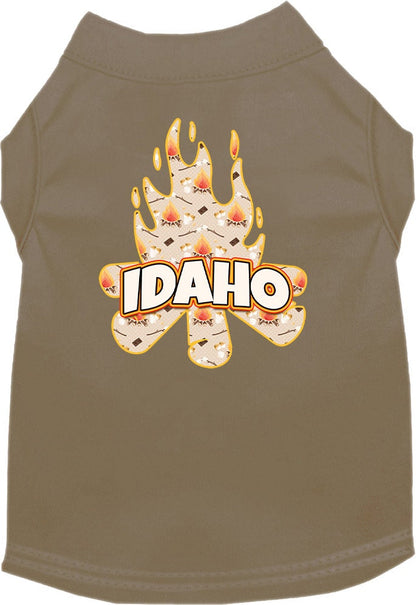 Camiseta serigrafiada para perros y gatos, para mascotas pequeñas y medianas (tallas XS a XL), "Idaho Around The Campfire"