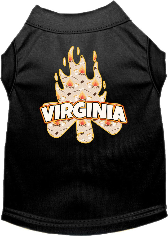 Camiseta serigrafiada para perros y gatos, para mascotas medianas y grandes (tallas 2XL-6XL), "Virginia Around The Campfire"