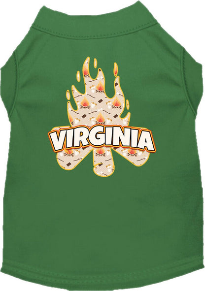 Camiseta serigrafiada para perros y gatos, para mascotas medianas y grandes (tallas 2XL-6XL), "Virginia Around The Campfire"