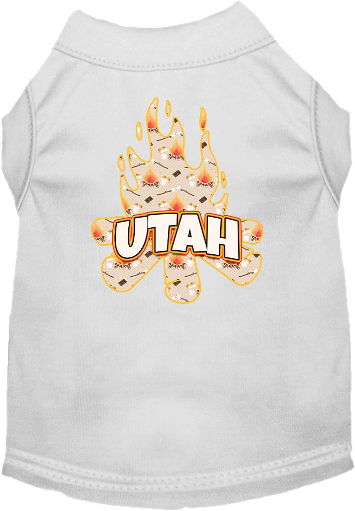 Camiseta serigrafiada para perros y gatos, para mascotas pequeñas y medianas (tallas XS a XL), "Utah Around The Campfire"