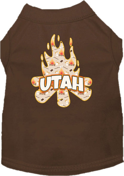 Camiseta serigrafiada para perros y gatos, para mascotas pequeñas y medianas (tallas XS a XL), "Utah Around The Campfire"