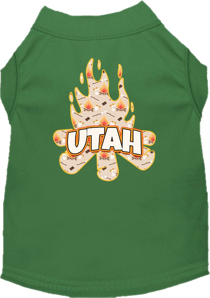 Camiseta serigrafiada para perros y gatos, para mascotas pequeñas y medianas (tallas XS a XL), "Utah Around The Campfire"