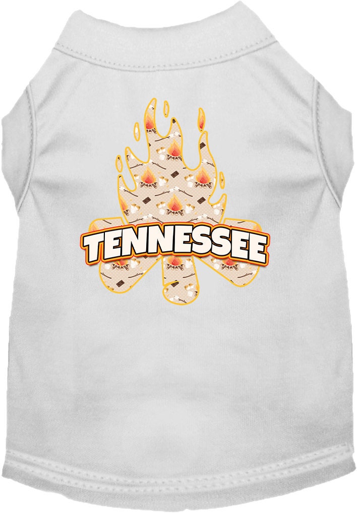 Camiseta serigrafiada para perros y gatos, para mascotas pequeñas y medianas (tallas XS a XL), "Tennessee Around The Campfire"