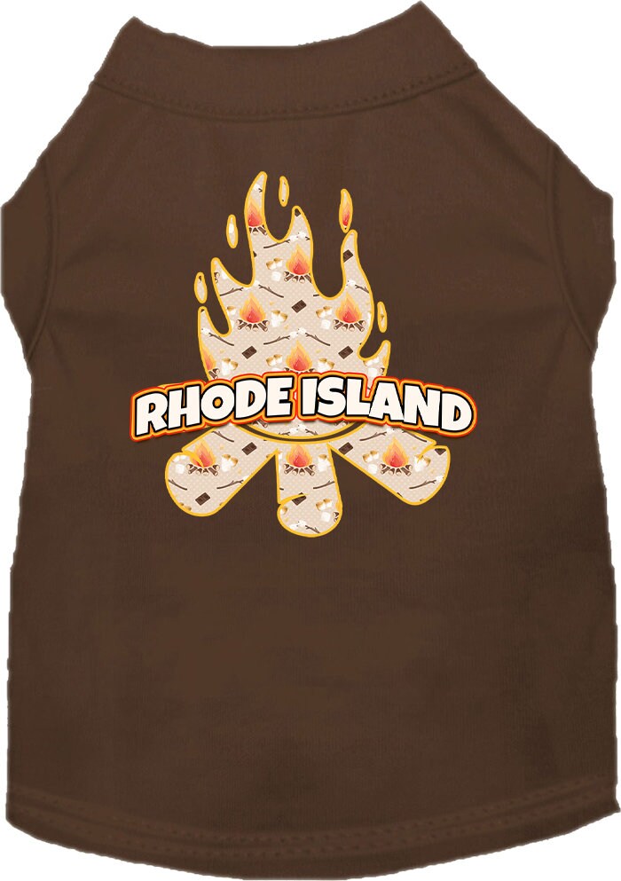 Camiseta serigrafiada para perros y gatos, para mascotas medianas y grandes (tallas 2XL-6XL), "Rhode Island Around The Campfire"