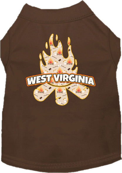 Camiseta serigrafiada para perros y gatos, para mascotas pequeñas y medianas (tallas XS a XL), "West Virginia Around The Campfire"