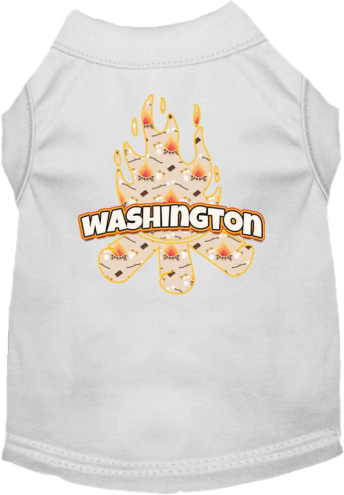 Camiseta serigrafiada para perros y gatos, para mascotas pequeñas y medianas (tallas XS a XL), "Washington Around The Campfire"