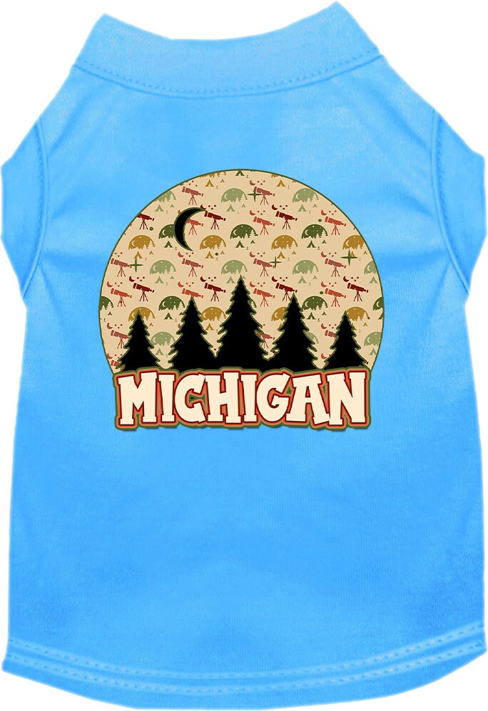 Camiseta serigrafiada para perros y gatos, para mascotas pequeñas y medianas (tallas XS a XL), "Michigan Under The Stars"