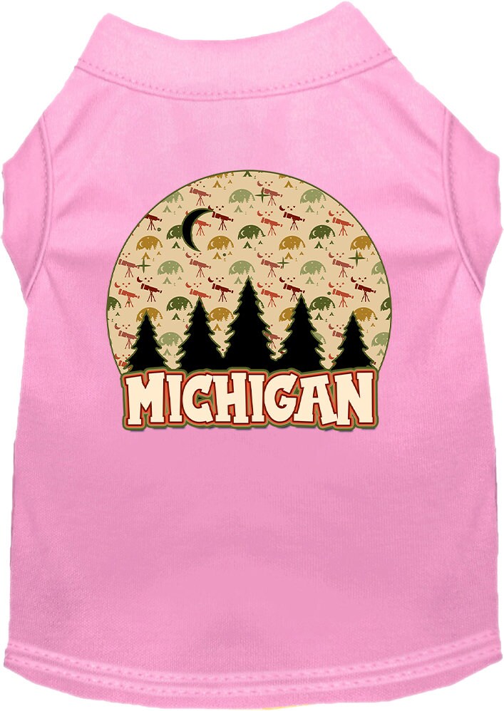 Camiseta serigrafiada para perros y gatos, para mascotas pequeñas y medianas (tallas XS a XL), "Michigan Under The Stars"