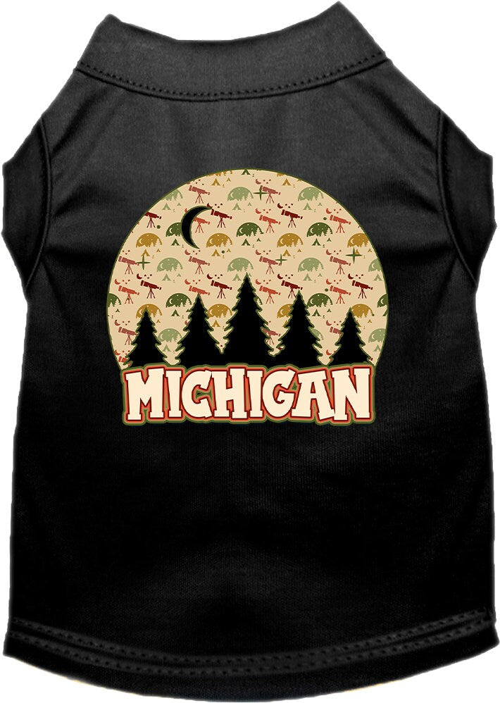 Camiseta serigrafiada para perros y gatos, para mascotas pequeñas y medianas (tallas XS a XL), "Michigan Under The Stars"