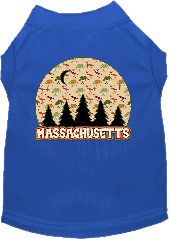 Pet Dog & Cat Screen Printed Shirt for Medium to Large Pets (Sizes 2XL-6XL), "Massachusetts Under The Stars"