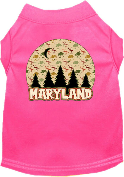 Camiseta serigrafiada para perros y gatos, para mascotas pequeñas y medianas (tallas XS a XL), "Maryland Under The Stars"