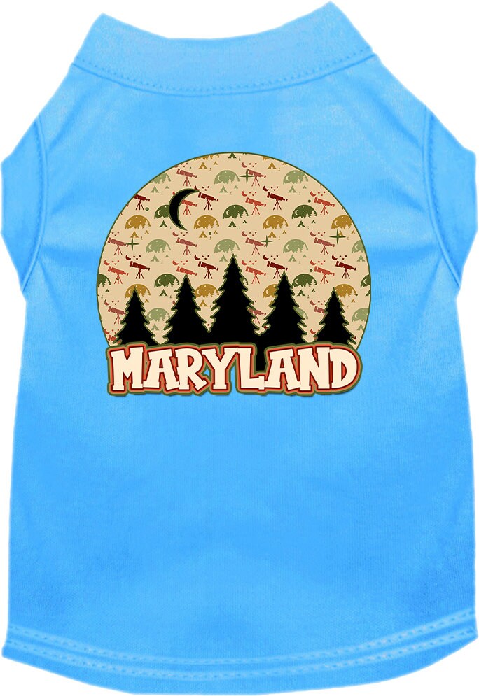 Camiseta serigrafiada para perros y gatos, para mascotas pequeñas y medianas (tallas XS a XL), "Maryland Under The Stars"