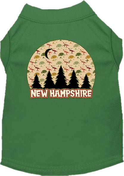 Camiseta serigrafiada para perros y gatos, para mascotas pequeñas y medianas (tallas XS a XL), "New Hampshire Under The Stars"