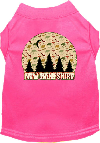 Camiseta serigrafiada para perros y gatos, para mascotas pequeñas y medianas (tallas XS a XL), "New Hampshire Under The Stars"