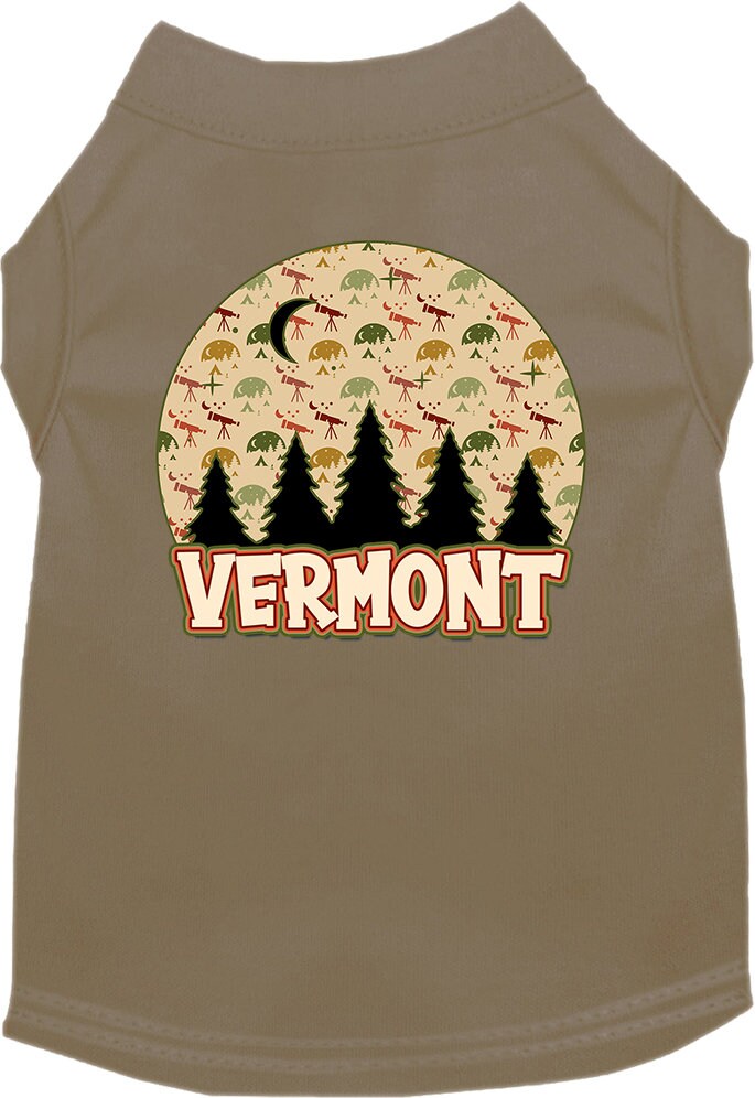 Camiseta serigrafiada para perros y gatos, para mascotas pequeñas y medianas (tallas XS a XL), "Vermont Under The Stars"