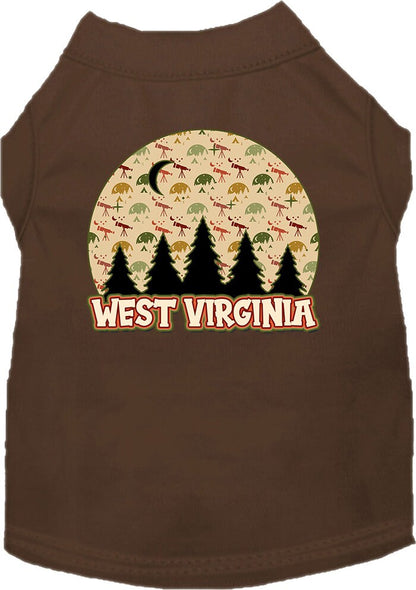 Camiseta serigrafiada para perros y gatos, para mascotas pequeñas y medianas (tallas XS a XL), "West Virginia Under The Stars"