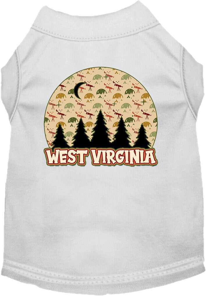 Camiseta serigrafiada para perros y gatos, para mascotas pequeñas y medianas (tallas XS a XL), "West Virginia Under The Stars"