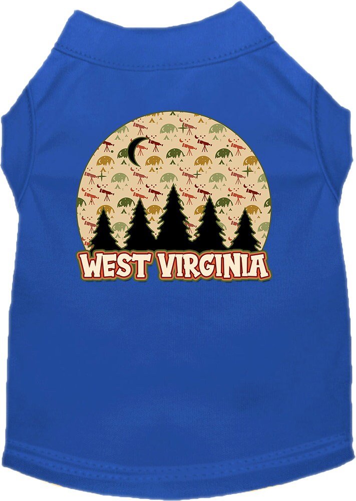 Camiseta serigrafiada para perros y gatos, para mascotas pequeñas y medianas (tallas XS a XL), "West Virginia Under The Stars"