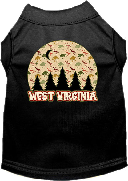 Camiseta serigrafiada para perros y gatos, para mascotas pequeñas y medianas (tallas XS a XL), "West Virginia Under The Stars"