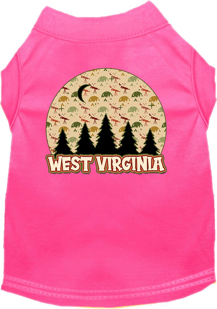 Camiseta serigrafiada para perros y gatos, para mascotas pequeñas y medianas (tallas XS a XL), "West Virginia Under The Stars"