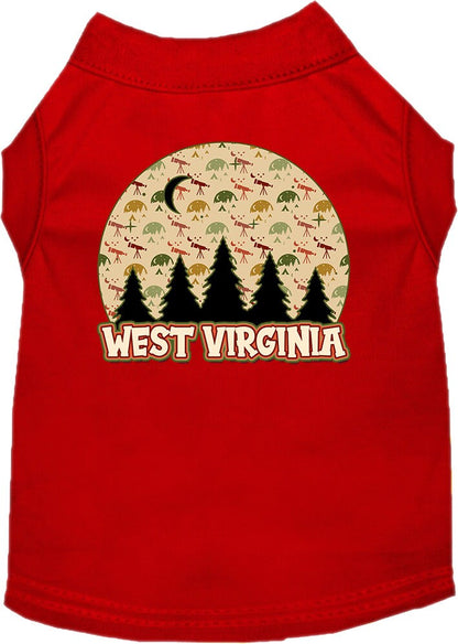 Camiseta serigrafiada para perros y gatos, para mascotas pequeñas y medianas (tallas XS a XL), "West Virginia Under The Stars"