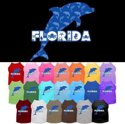 Pet Dog & Cat Screen Printed Shirt for Small to Medium Pets (Sizes XS-XL), "Florida Blue Dolphins"