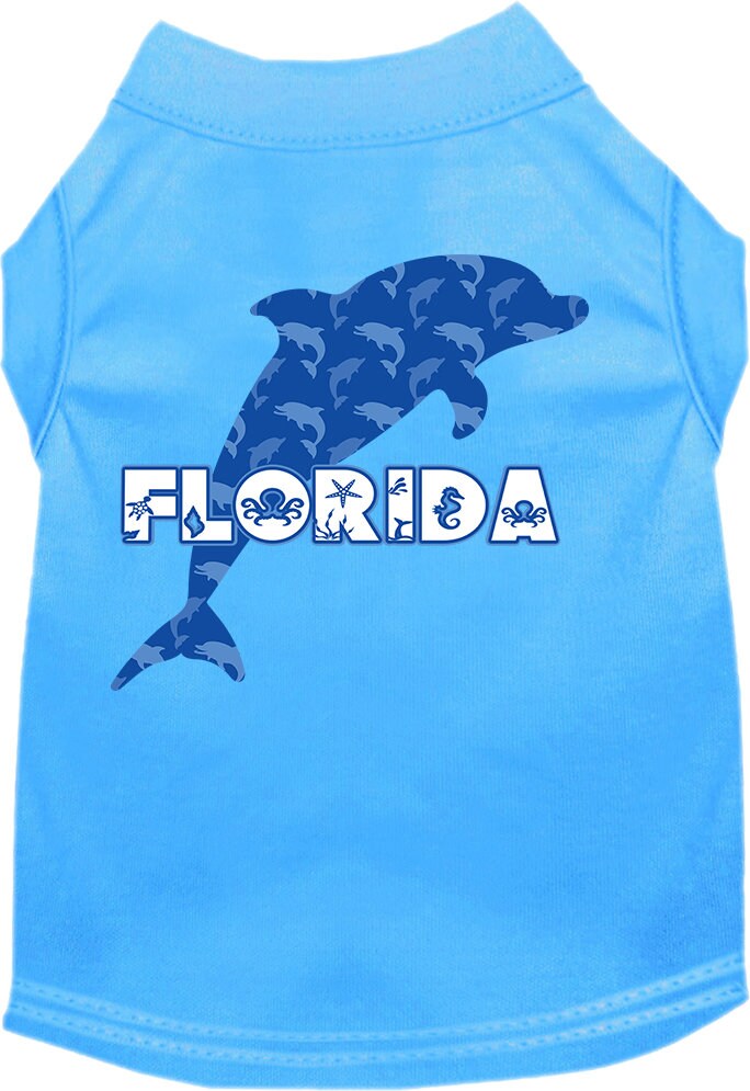 Pet Dog & Cat Screen Printed Shirt for Medium to Large Pets (Sizes 2XL-6XL), "Florida Blue Dolphins"